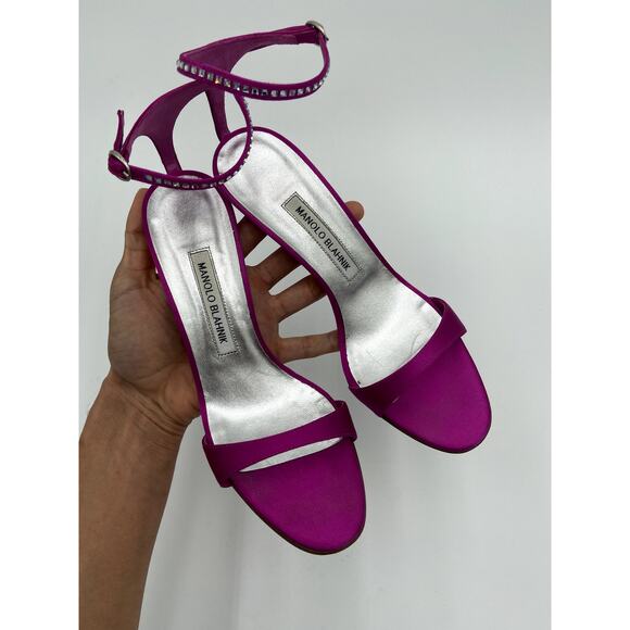 Manolo Blahnik Pink Heels with Silver Accents - Picture 3 of 16